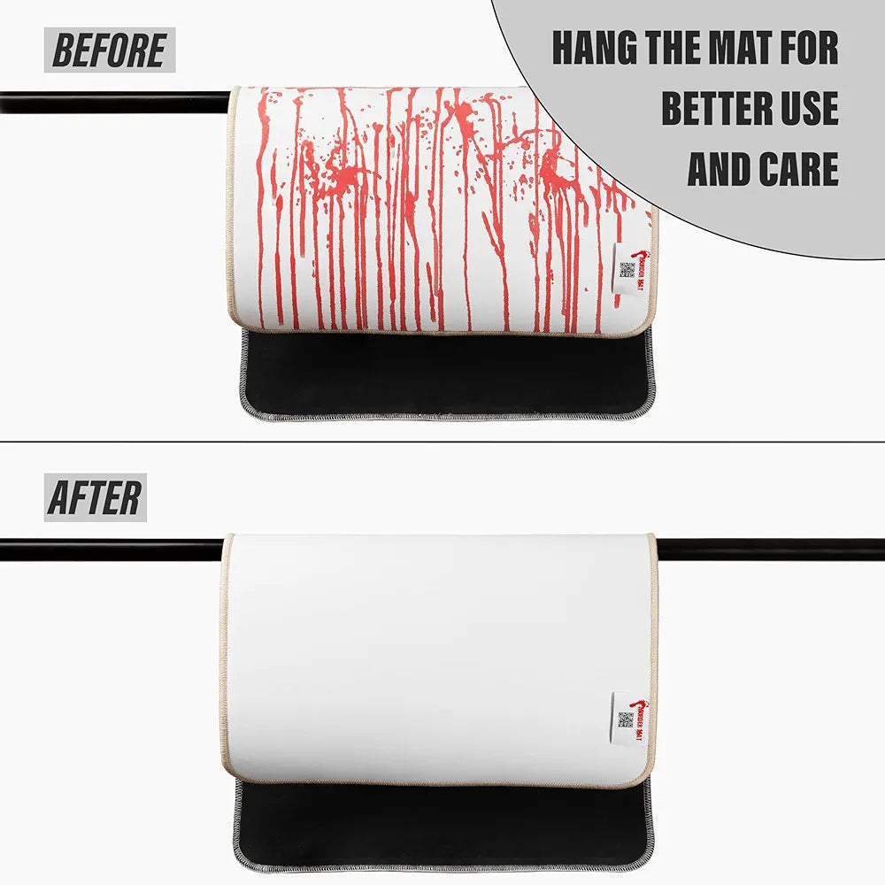 The Murder Mat - Color Changing Horror Bath Mat with Red Footprint Effect – Scary Bathroom Decor for Halloween or Pranks